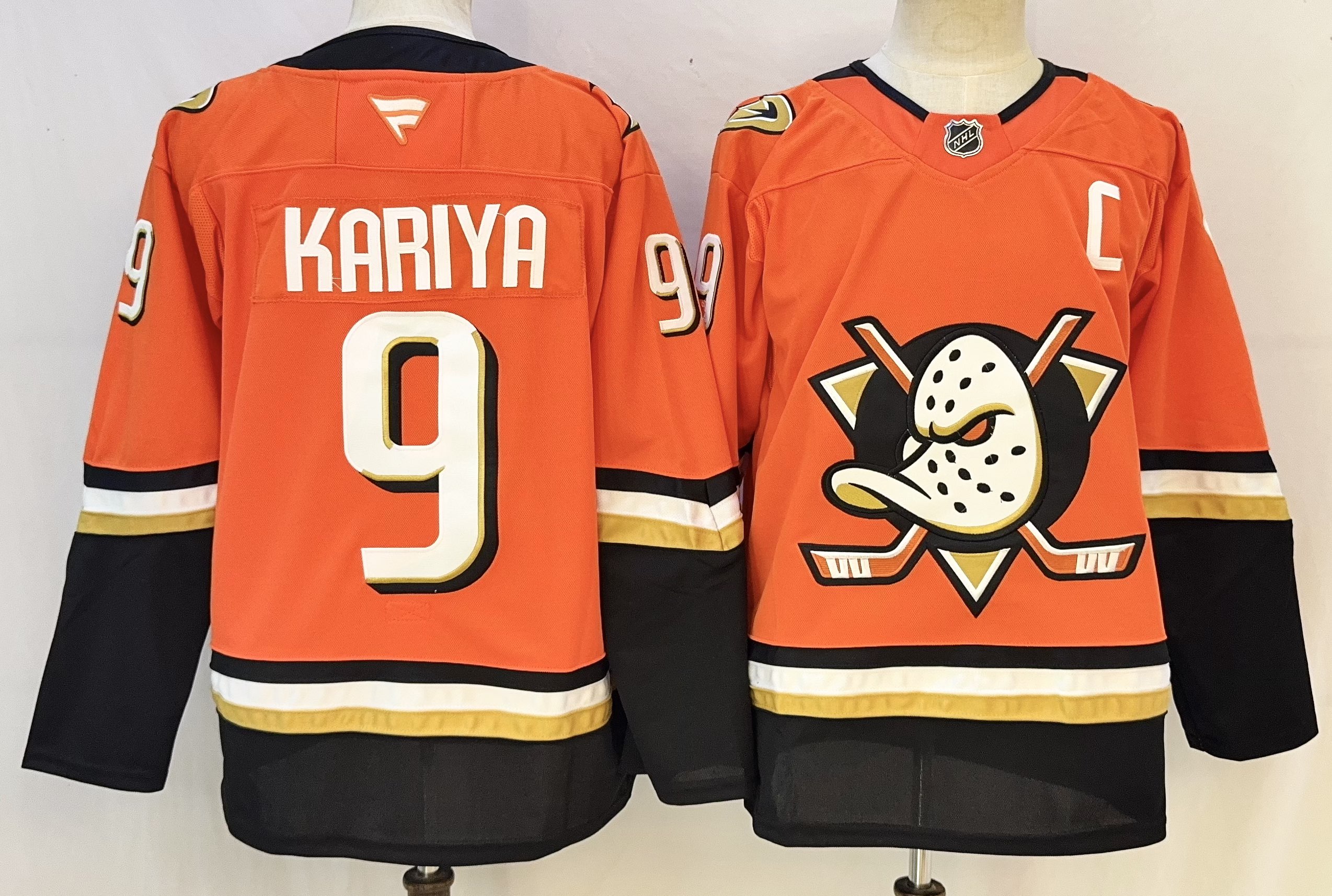 Men's Anaheim Ducks #9 Paul Kariya Orange 2026 With C Patch Home Stitched Hockey Jersey